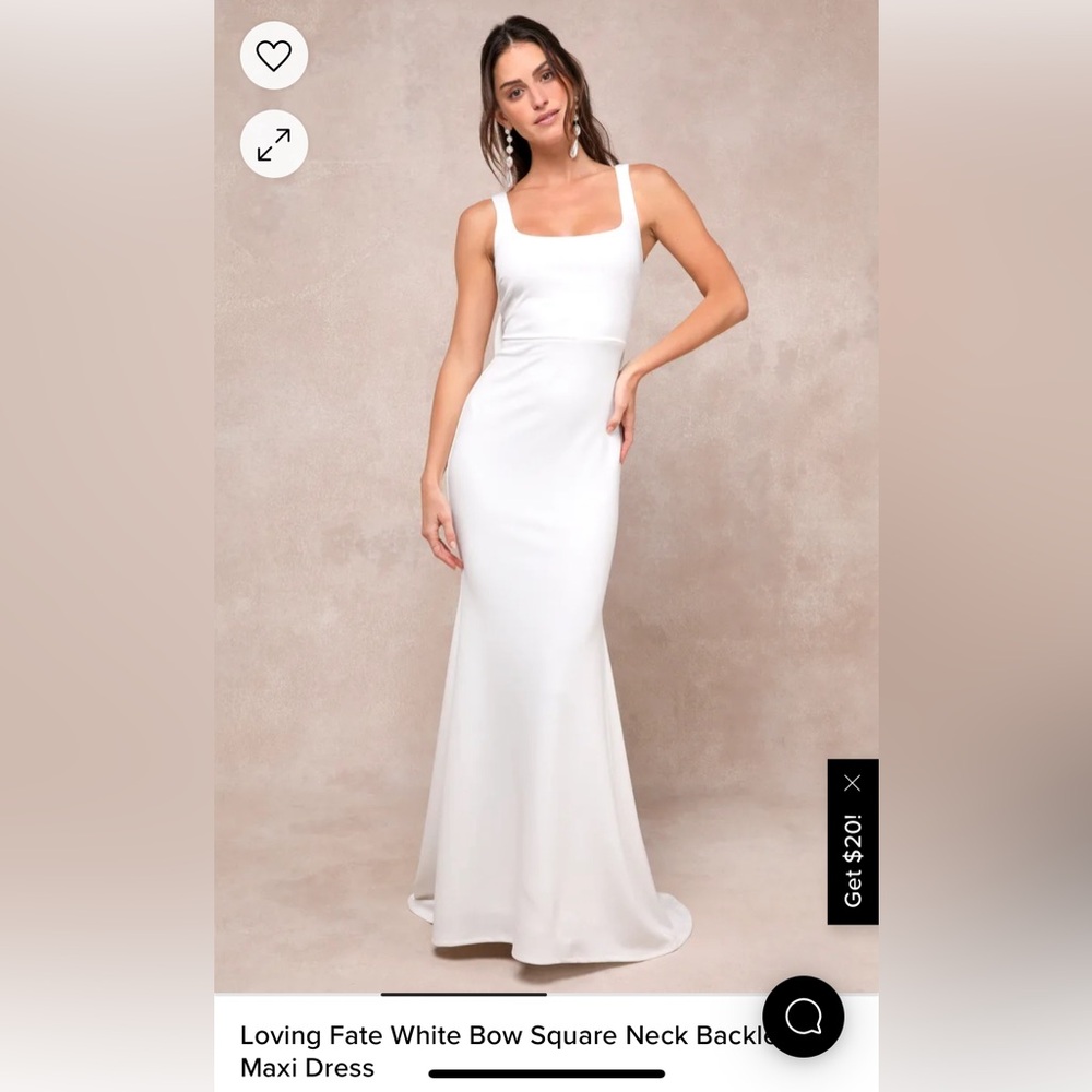 Lulu's White Sheath Square Neck Wedding Bridal Dress